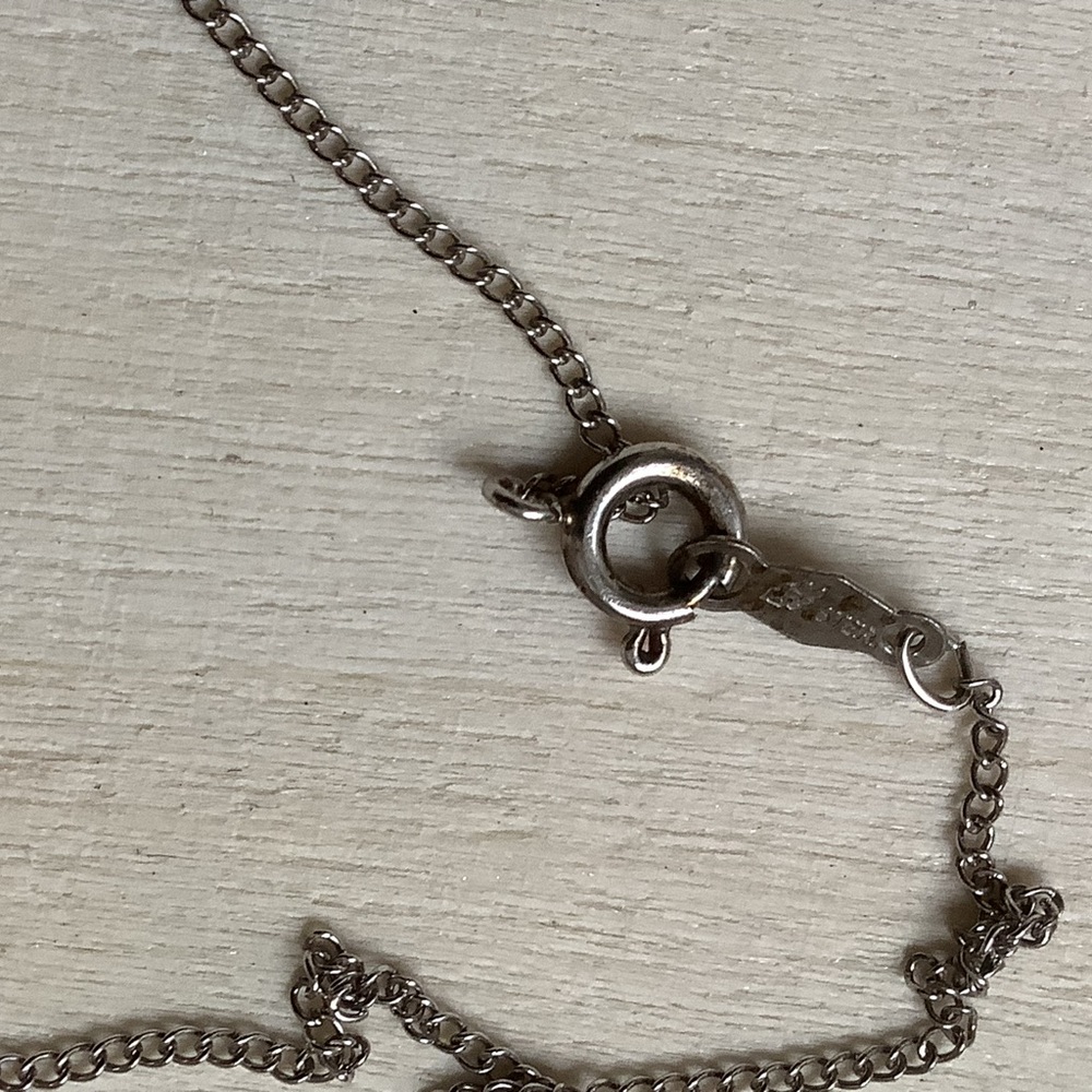 Libra Zodiac dainty pendant charm necklace New vintage STER silver - Picture 11 of 15